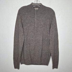 Johnnie-O Essex Cashmere 1/4 Zip Pullover Sweater Truffle Beige Minimalist L